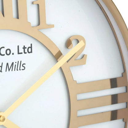 Gold & White Round Metal Wall Clock with Gold Hands Roman & Arabic Numerals 40x6cm - Click Style