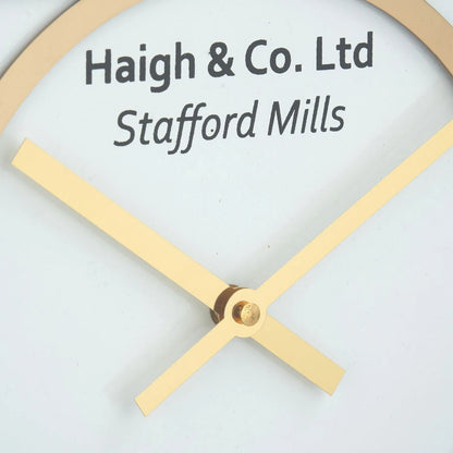 Gold & White Round Metal Wall Clock with Gold Hands Roman & Arabic Numerals 40x6cm - Click Style