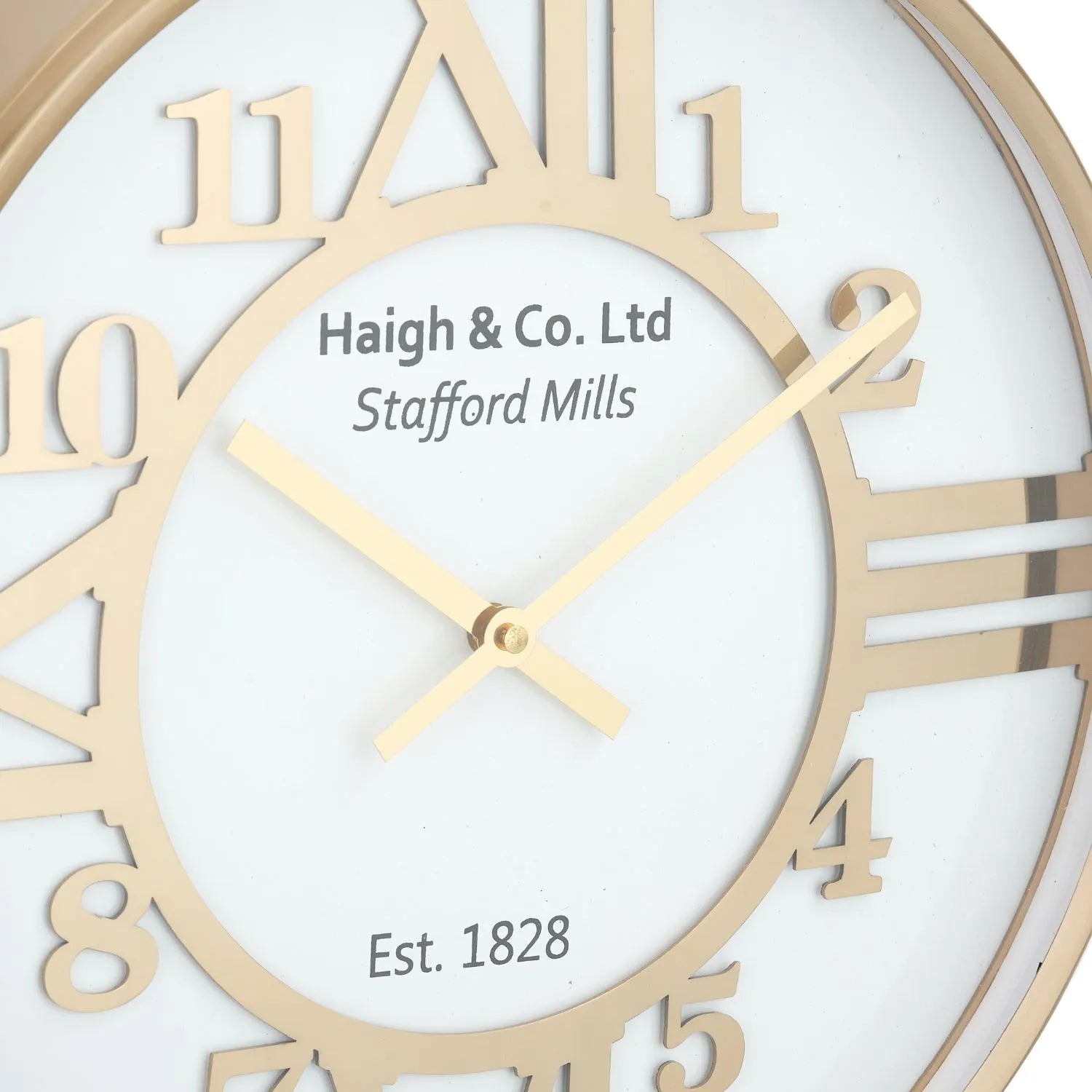 Gold & White Round Metal Wall Clock with Gold Hands Roman & Arabic Numerals 40x6cm - Click Style