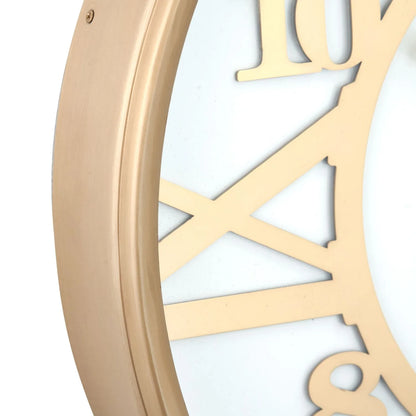 Gold & White Round Metal Wall Clock with Gold Hands Roman & Arabic Numerals 40x6cm - Click Style