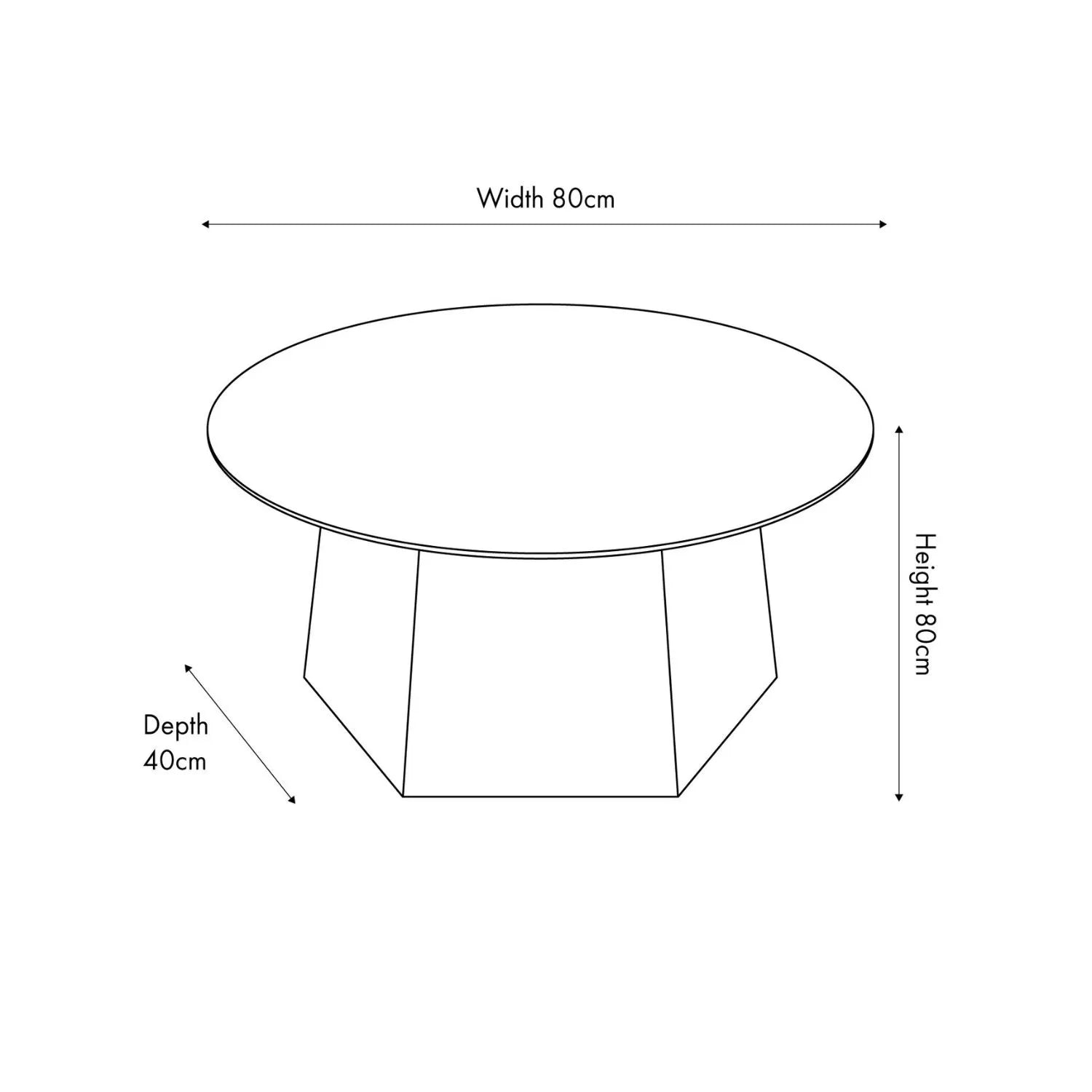 Grey Marble Effect Round Coffee Table with Stone Veneer Top & Dark Brown Pedestal Base – Contemporary Pedestal Coffee Table for Living Rooms Dimensions 40x80x80cm with faceted pedestal base and marble-effect stone veneer top in grey, charcoal and cream veining | Click Style