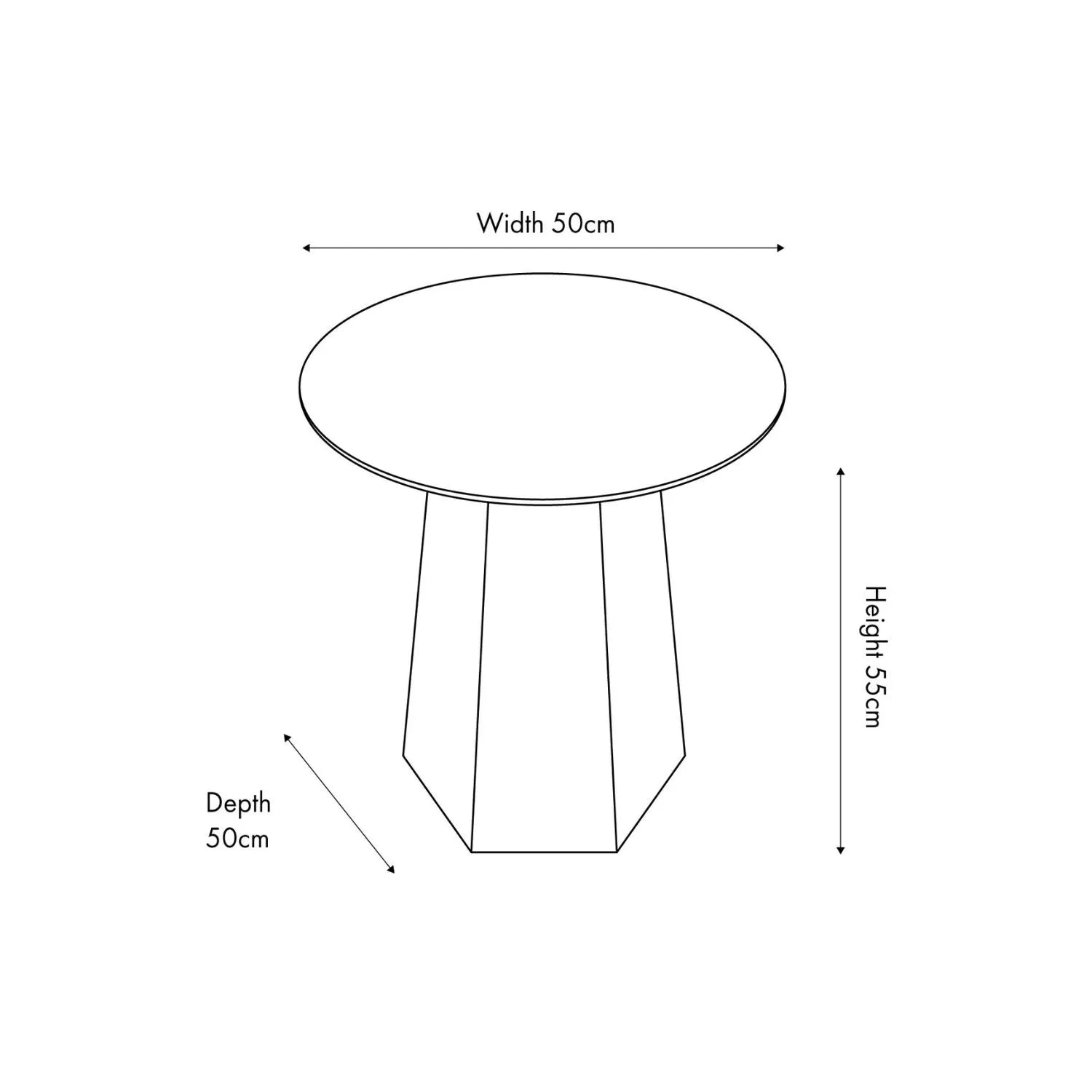 Grey Marble Effect Round Side Table with Stone Veneer Top & Dark Brown Pedestal Base – Contemporary Decorative Accent Table Dimensions 55x50x50cm with faceted pedestal base and marble-effect stone veneer top in grey, charcoal and cream veining | Click Style