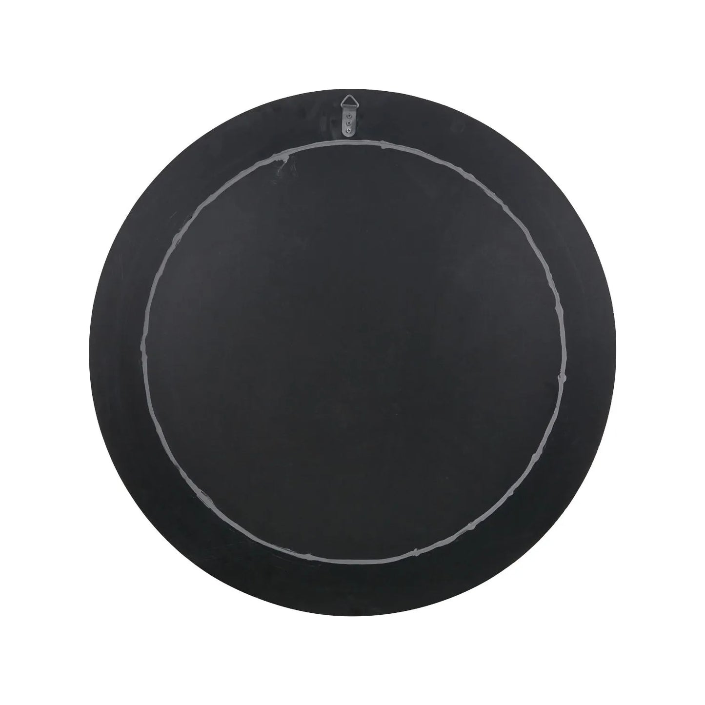 Grey Marble Effect Round Wall Mirror with Stone Veneer Frame – Contemporary Decorative Mirror Back Ø80xD2cm round mirror with wide marble-effect stone veneer frame in grey, charcoal and cream veining | Click Style