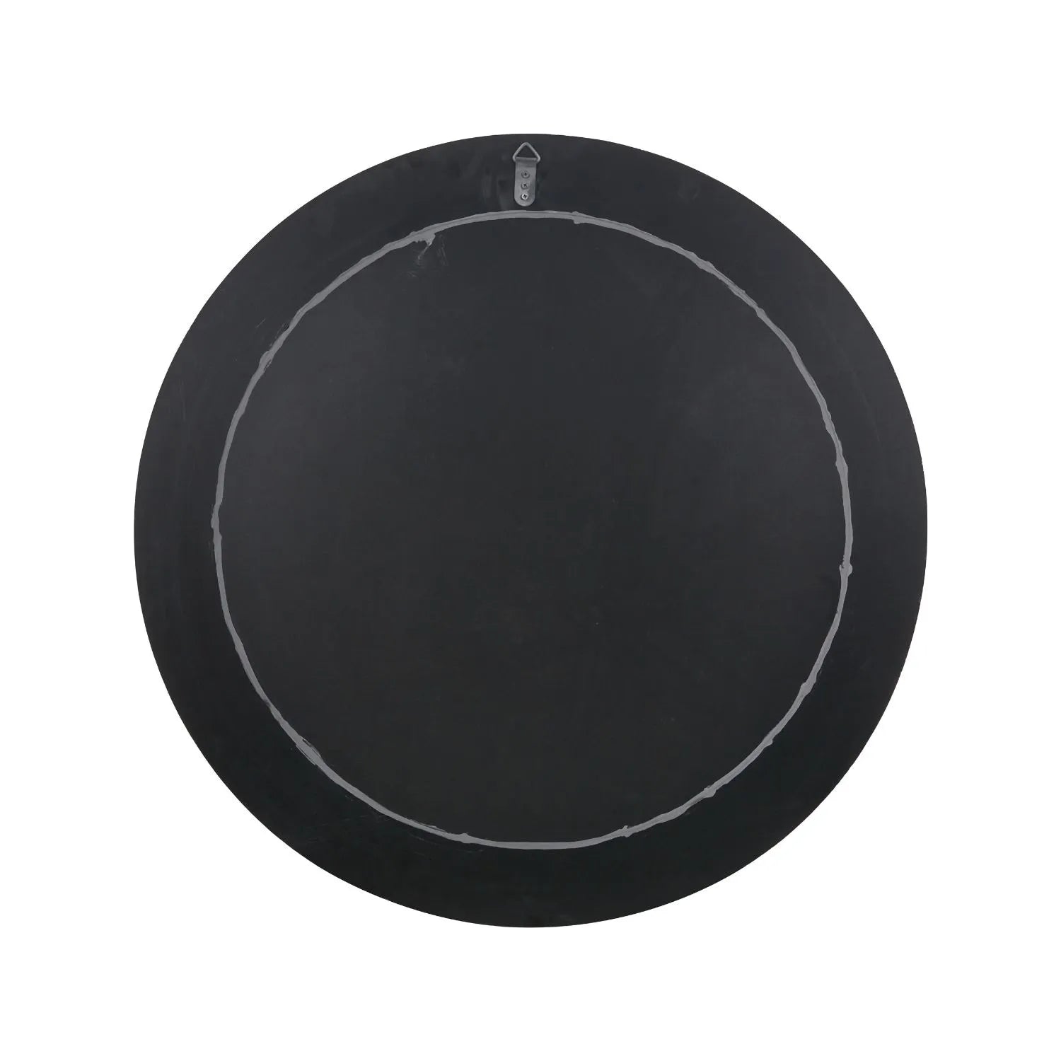 Grey Marble Effect Round Wall Mirror with Stone Veneer Frame – Contemporary Decorative Mirror Back Ø80xD2cm round mirror with wide marble-effect stone veneer frame in grey, charcoal and cream veining | Click Style
