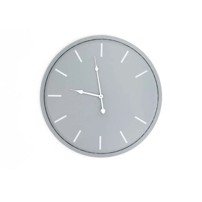 Grey Metal Round Wall Clock with White Baton Markers & Hands 49x49x5cm - Click Style