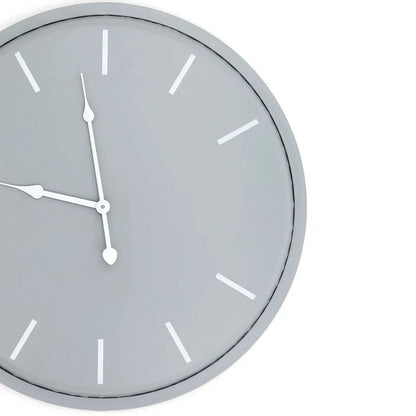 Grey Metal Round Wall Clock with White Baton Markers & Hands 49x49x5cm - Click Style