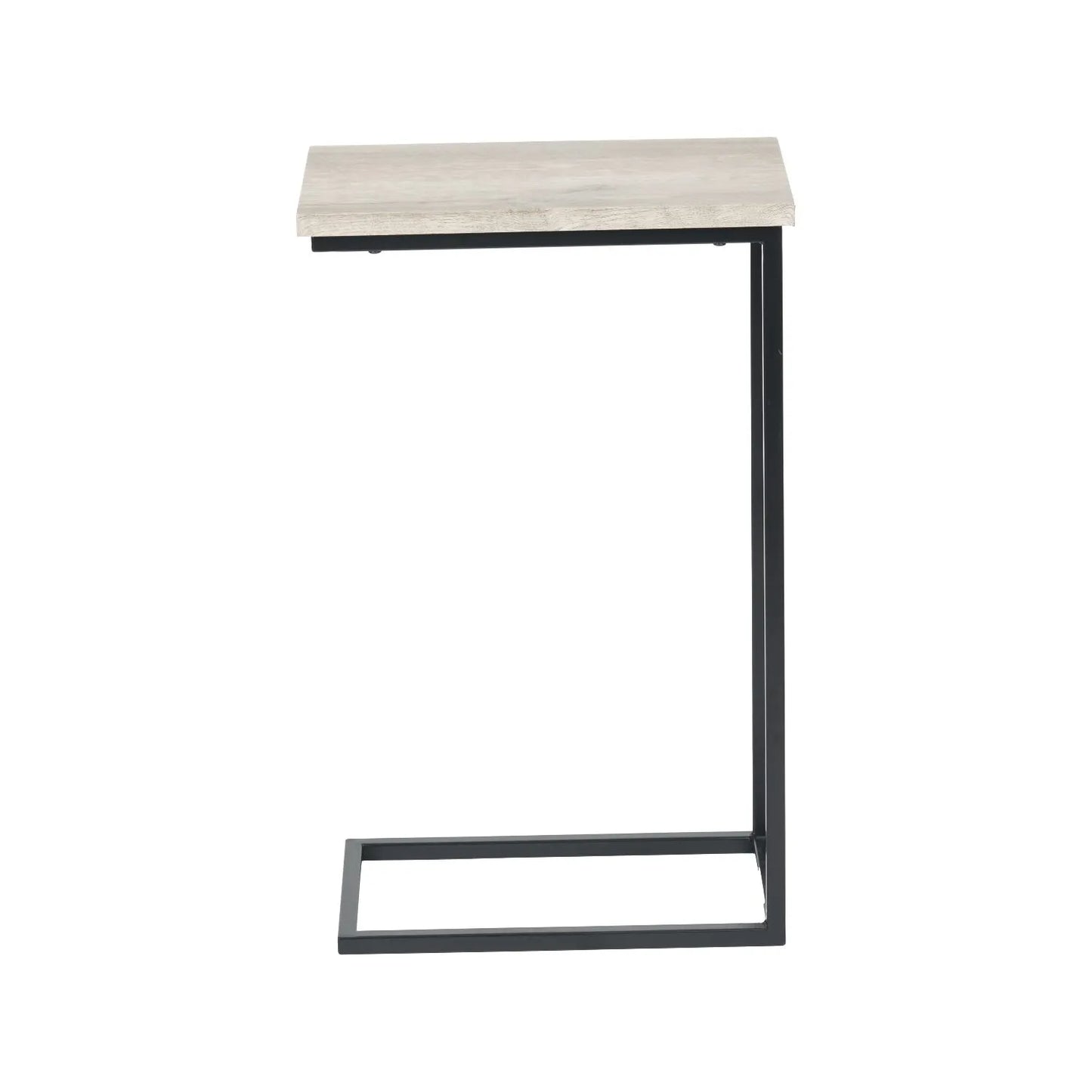 Grey Oak Effect C Table & Sofa Table with Matt Black Metal Frame – Narrow Wooden Supper Side Table 65x40cm - Click Style