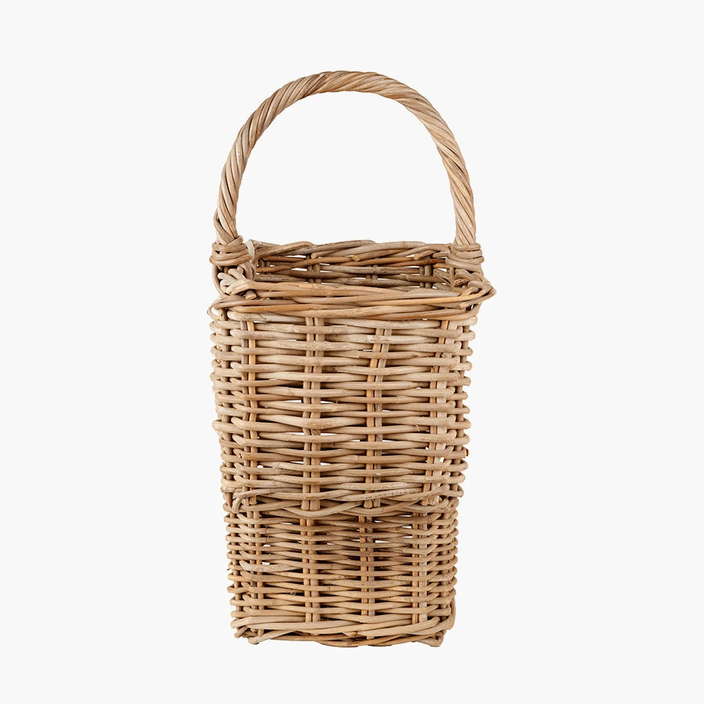 Grey Rattan Kubu Stair Basket with Handle – Decorative Storage for Home Organisation 40x41cm - Click Style