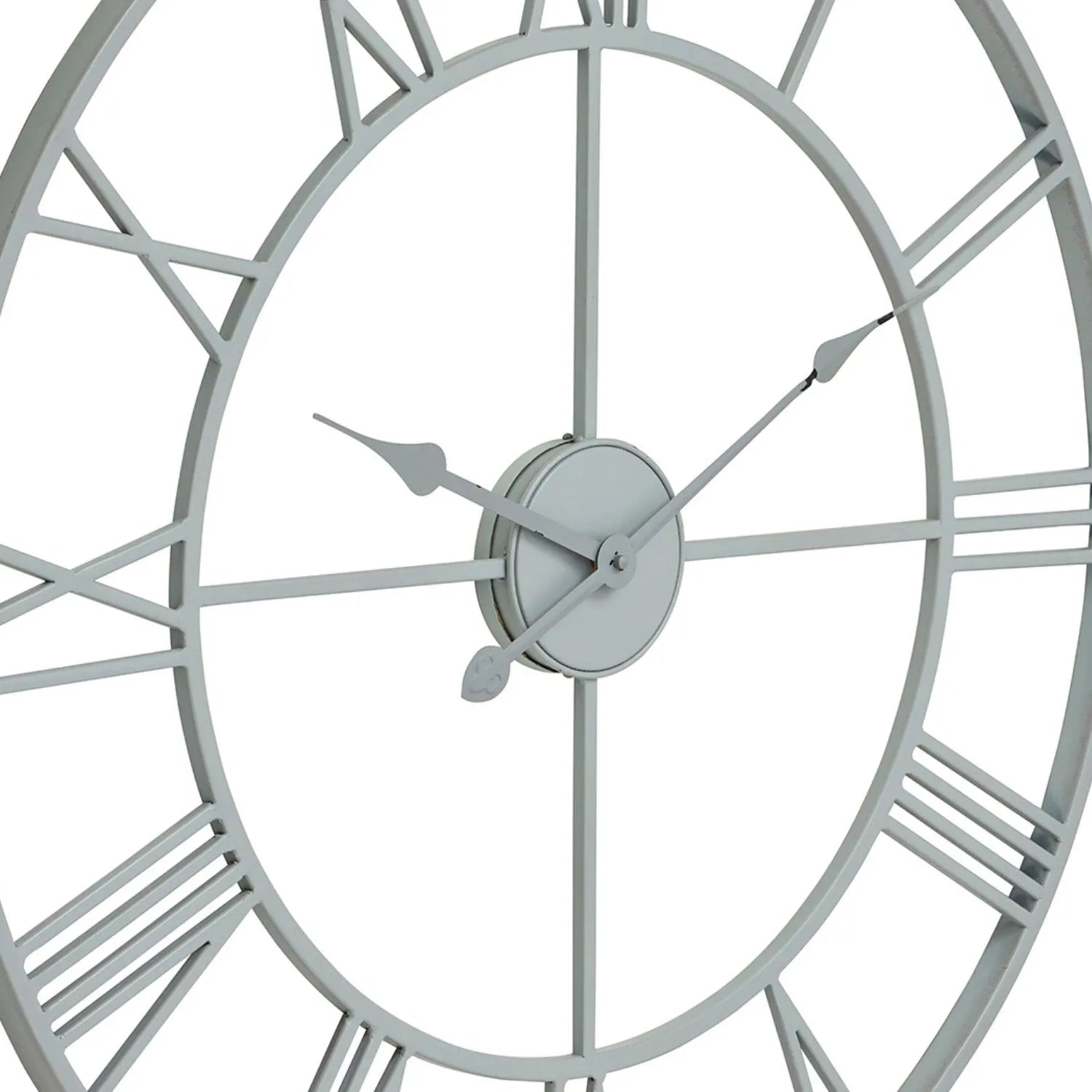 Grey Round Metal Skeleton Wall Clock with Roman Numerals & Grey Hands 70x70x5cm - Click Style