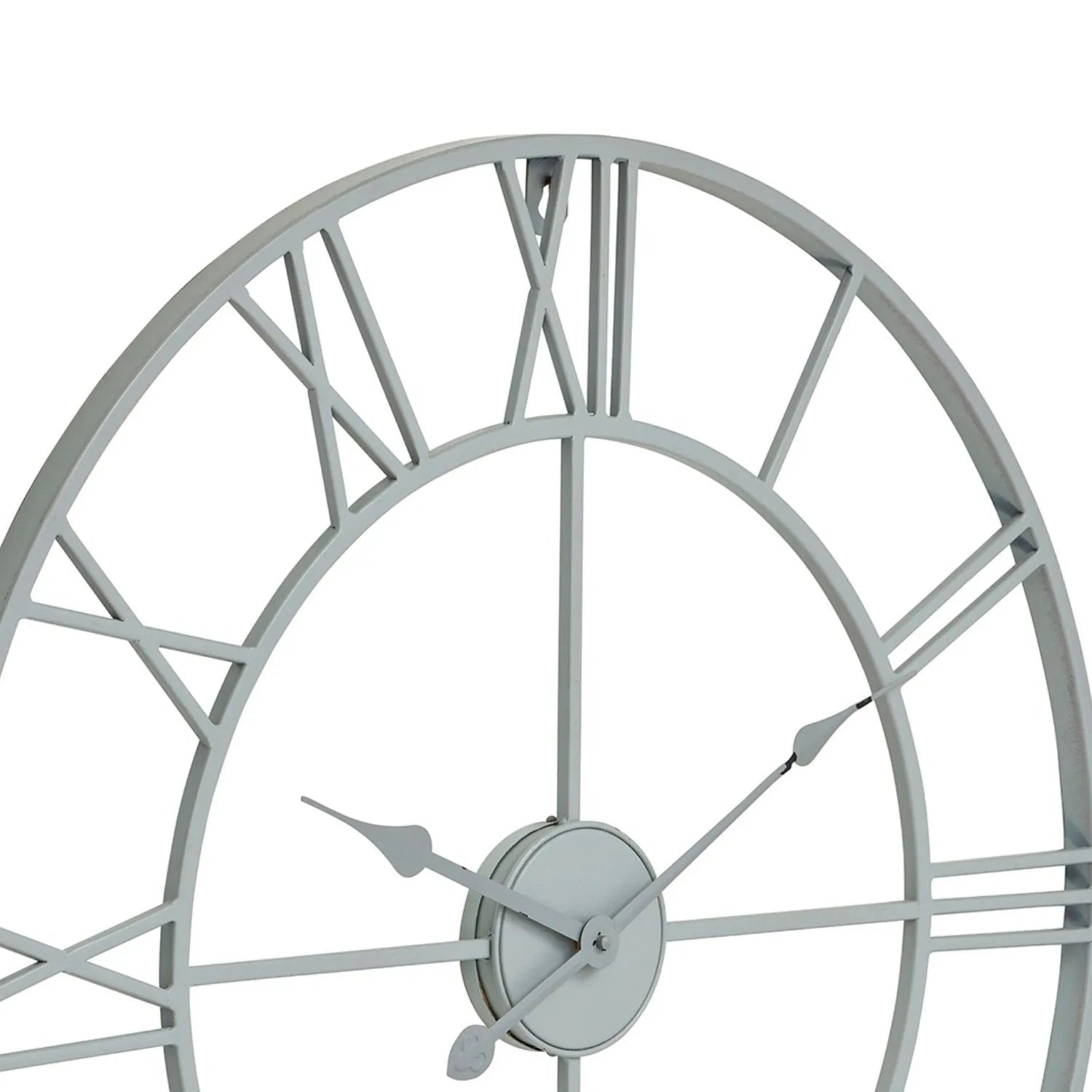 Grey Round Metal Skeleton Wall Clock with Roman Numerals & Grey Hands 70x70x5cm - Click Style