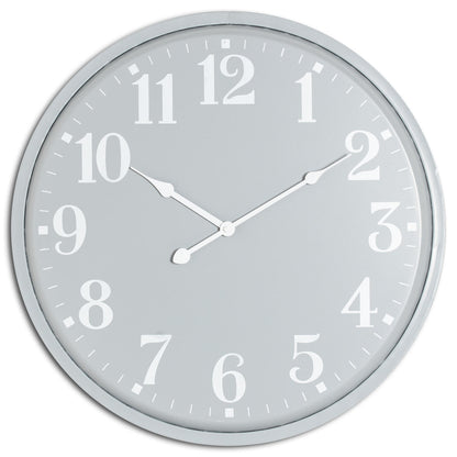 Grey Round Metal Wall Clock with White Arabic Numerals & Hands 49x4cm - Click Style