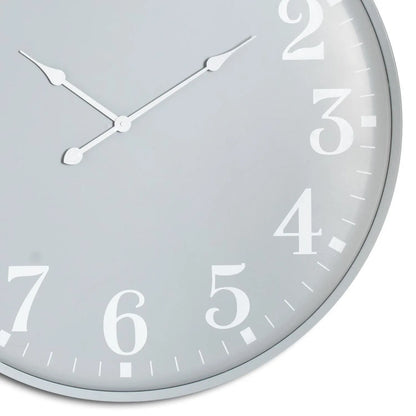 Grey Round Metal Wall Clock with White Arabic Numerals & Hands 80x5cm - Click Style