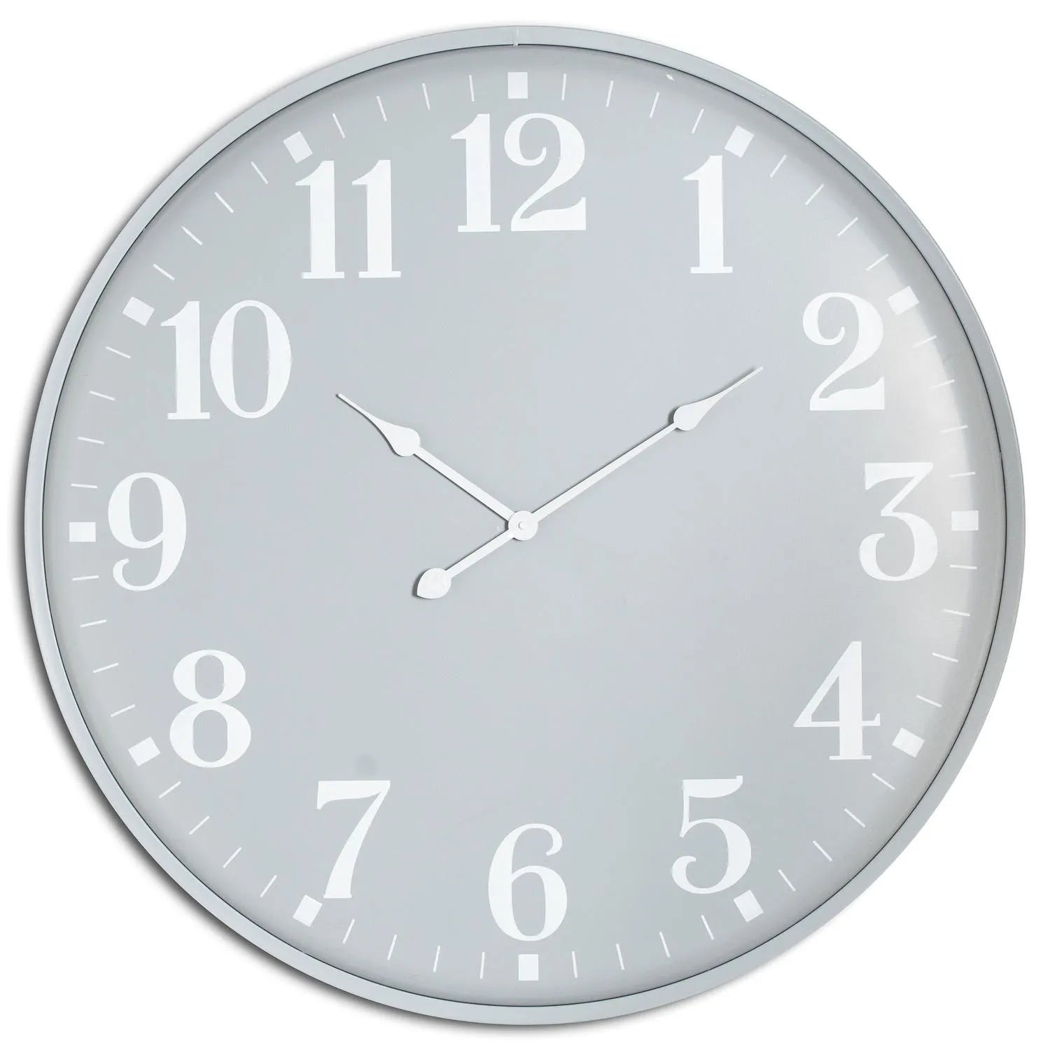 Grey Round Metal Wall Clock with White Arabic Numerals & Hands 80x5cm - Click Style