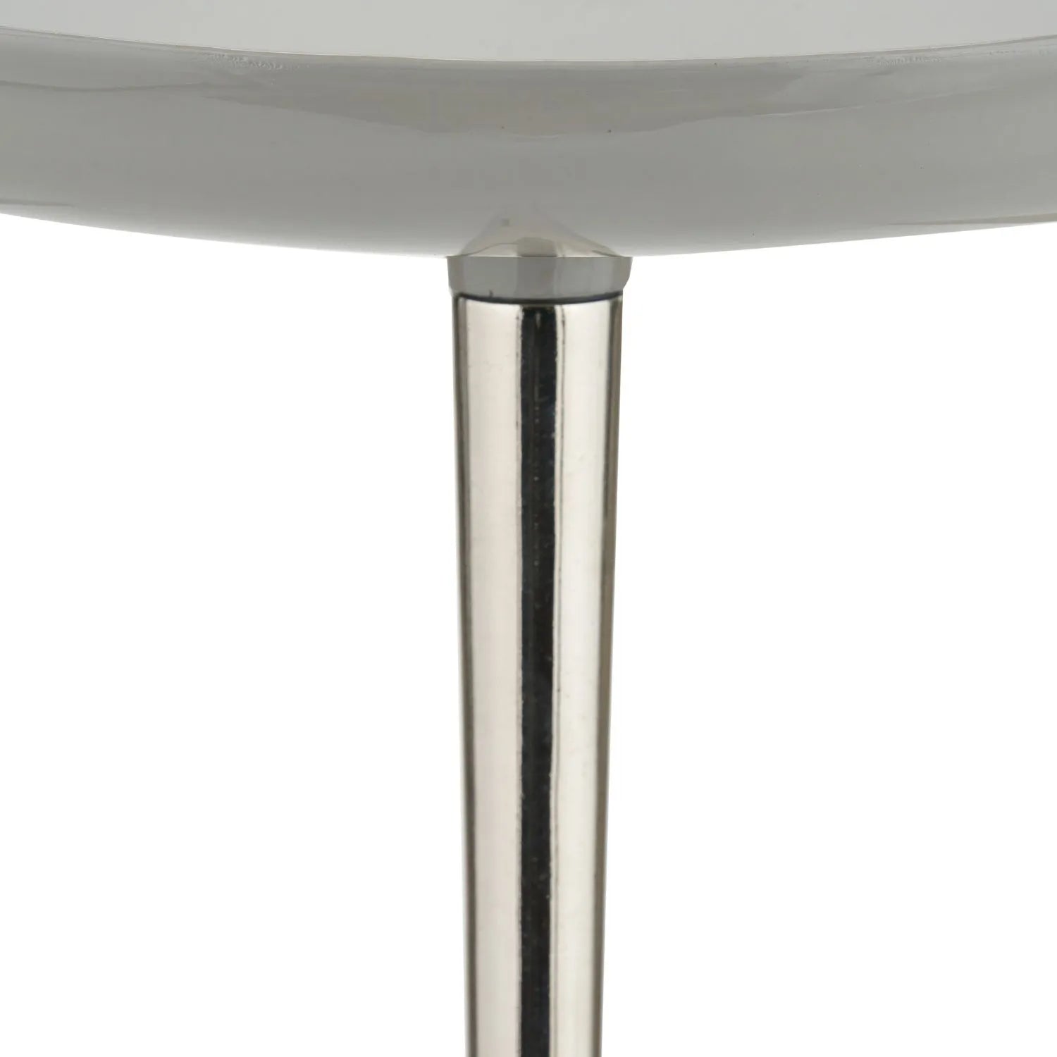 Grey Round Tripod Enamel Side Table with Silver Metal Legs – Modern Accent Table 58x44x44cm - Click Style