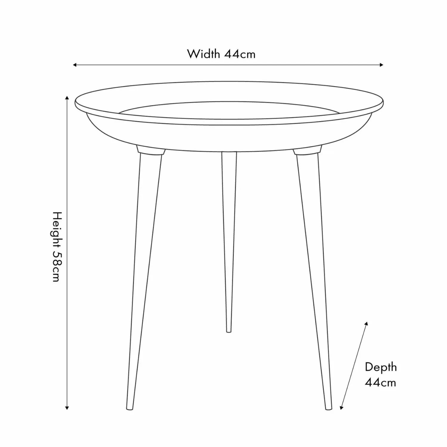 Grey Round Tripod Enamel Side Table with Silver Metal Legs – Modern Accent Table Dimensions 58x44x44cm - Click Style