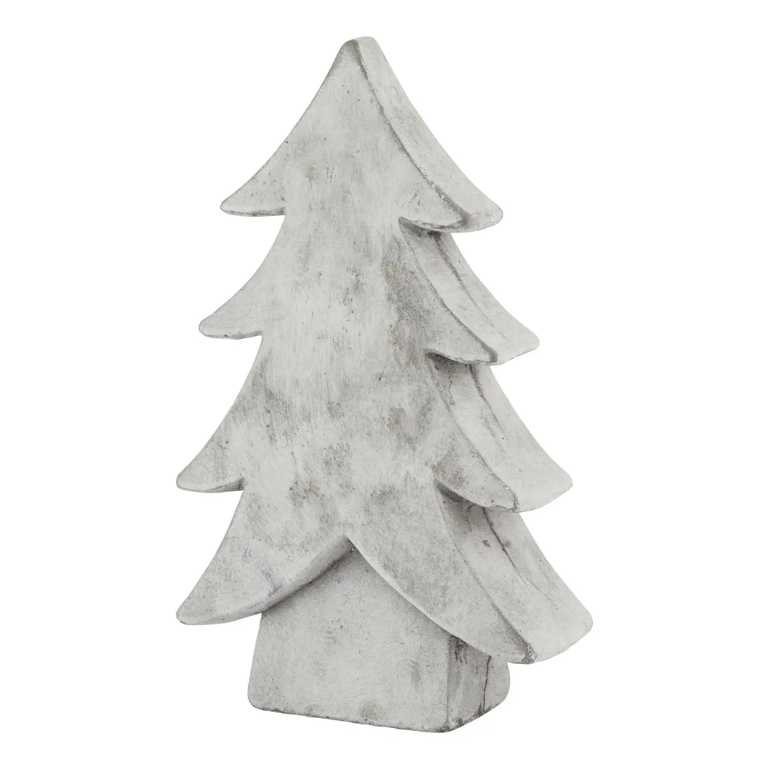Grey stone-effect large ceramic Christmas tree ornament with textured finish festive decorative accent 32x19x7cm | Click Style