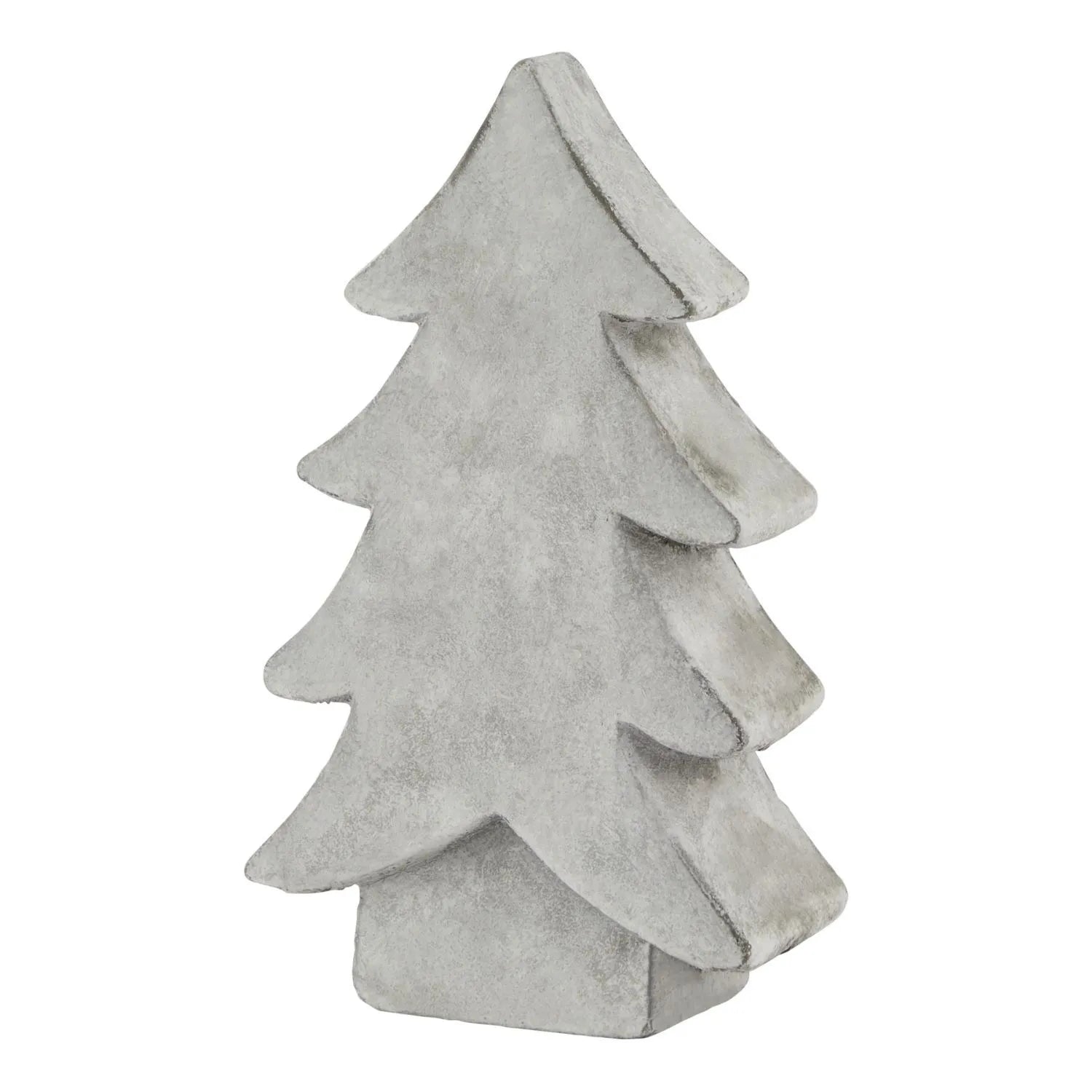 Grey stone-effect medium ceramic Christmas tree ornament with textured finish festive decorative accent 24x14x6cm | Click Style