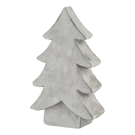 Grey stone-effect medium ceramic Christmas tree ornament with textured finish festive decorative accent 24x14x6cm | Click Style