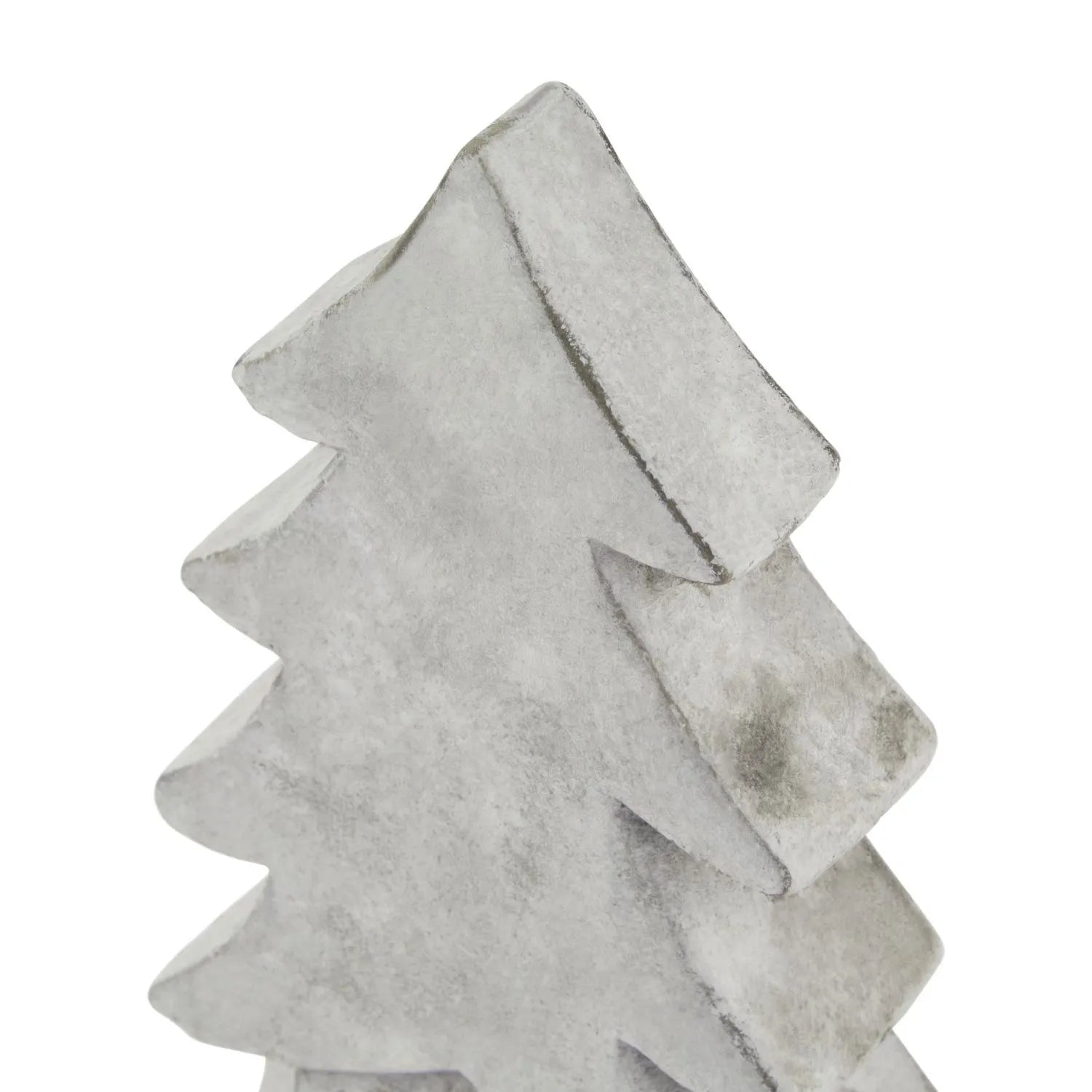 Grey stone-effect medium ceramic Christmas tree ornament with textured finish festive decorative accent 24x14x6cm | Click Style