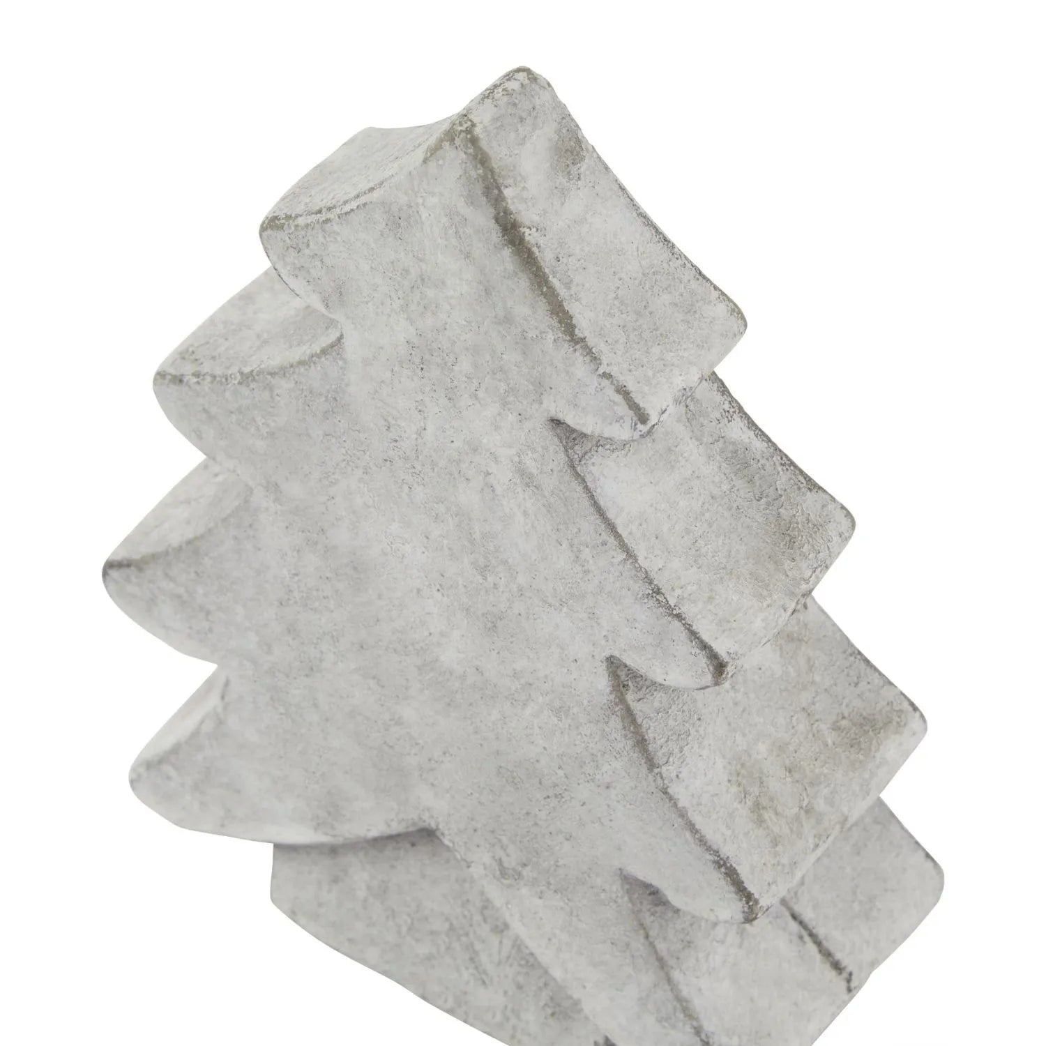 Grey stone-effect small festive ceramic Christmas tree ornament with textured finish, decorative accent 17x12x5cm | Click Style