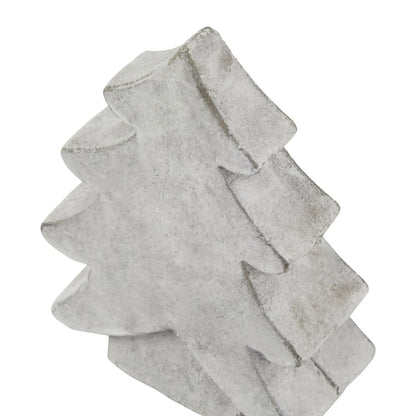 Grey stone-effect small festive ceramic Christmas tree ornament with textured finish, decorative accent 17x12x5cm | Click Style