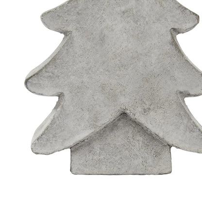 Grey stone-effect small festive ceramic Christmas tree ornament with textured finish, decorative accent 17x12x5cm | Click Style