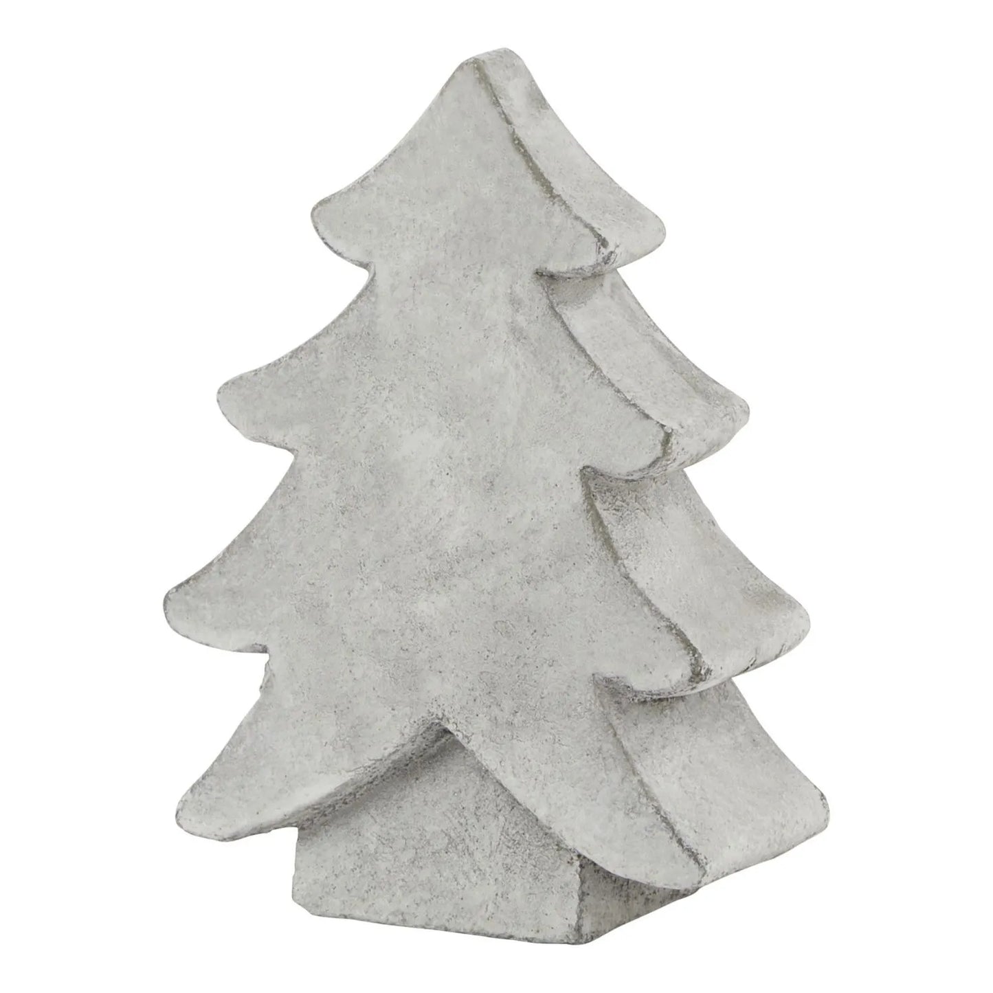 Grey stone-effect small festive ceramic Christmas tree ornament with textured finish, decorative accent 17x12x5cm | Click Style