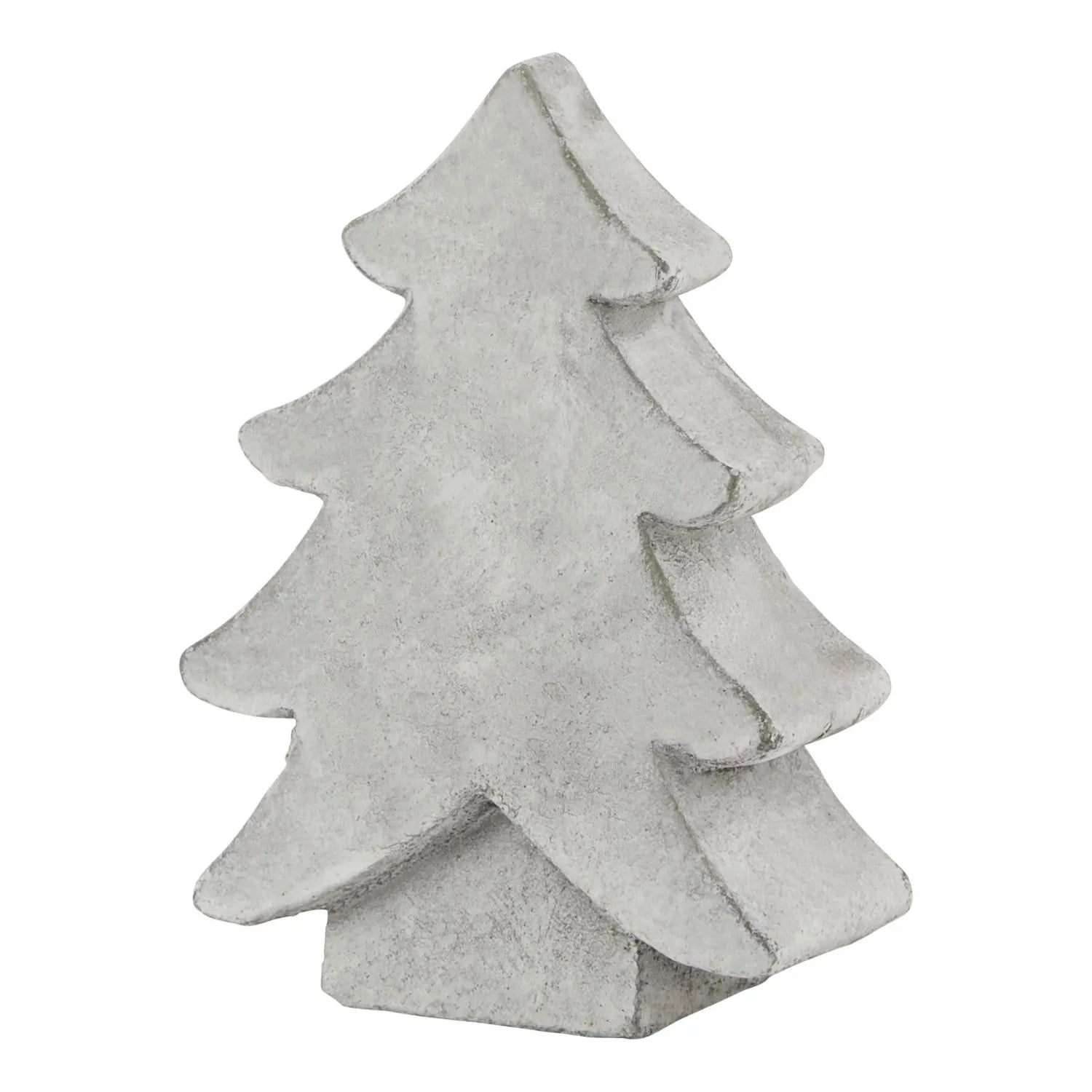 Grey stone-effect small festive ceramic Christmas tree ornament with textured finish, decorative accent 17x12x5cm | Click Style