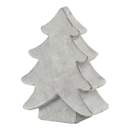 Grey stone-effect small festive ceramic Christmas tree ornament with textured finish, decorative accent 17x12x5cm | Click Style