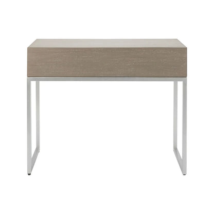 Grey Wash Mango Wood 2 Drawer Dressing Table & Desk with Silver Metal Handles & Legs 81x100x46cm back view | Click Style