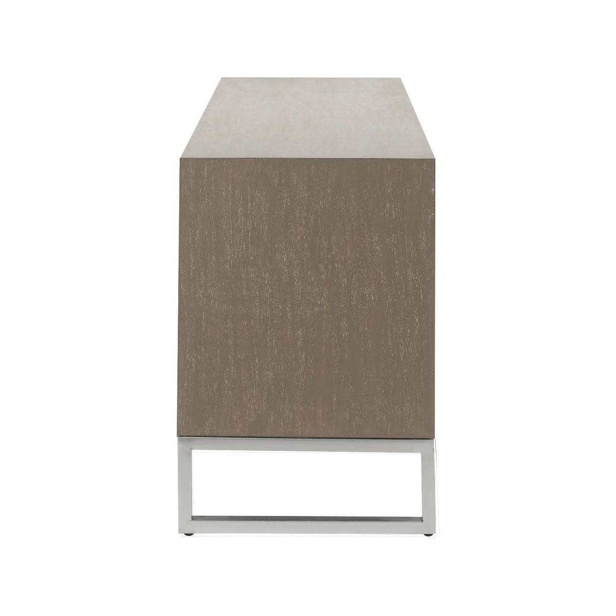 Grey Wash Mango Wood 6 Drawer Chest of Drawers with Silver Metal Handles & Legs side view 73x130x49cm