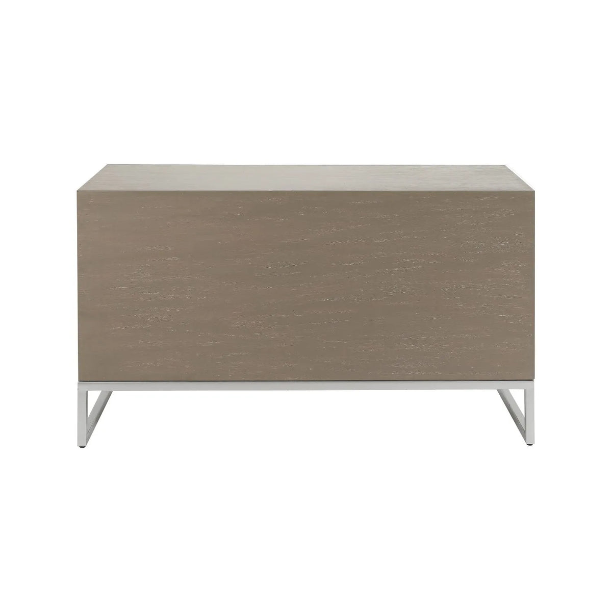 Grey Wash Mango Wood 6 Drawer Chest of Drawers with Silver Metal Handles & Legs back view 73x130x49cm | Click Style