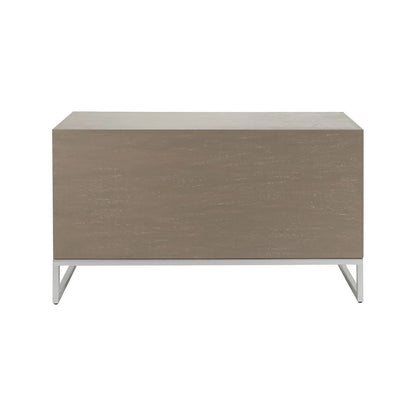 Grey Wash Mango Wood 6 Drawer Chest of Drawers with Silver Metal Handles & Legs back view 73x130x49cm | Click Style