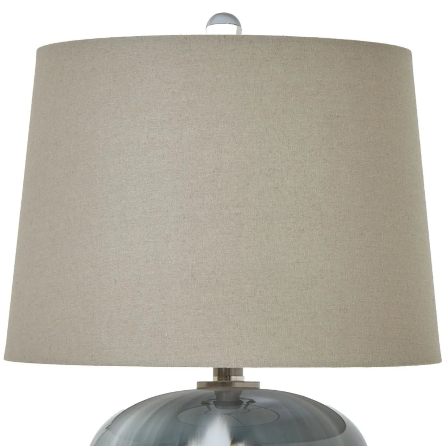 Grey & White Glass Table Lamp with Linen Tapered Lampshade & Silver Accents – Modern Decorative Lighting 50x36cm - Click Style