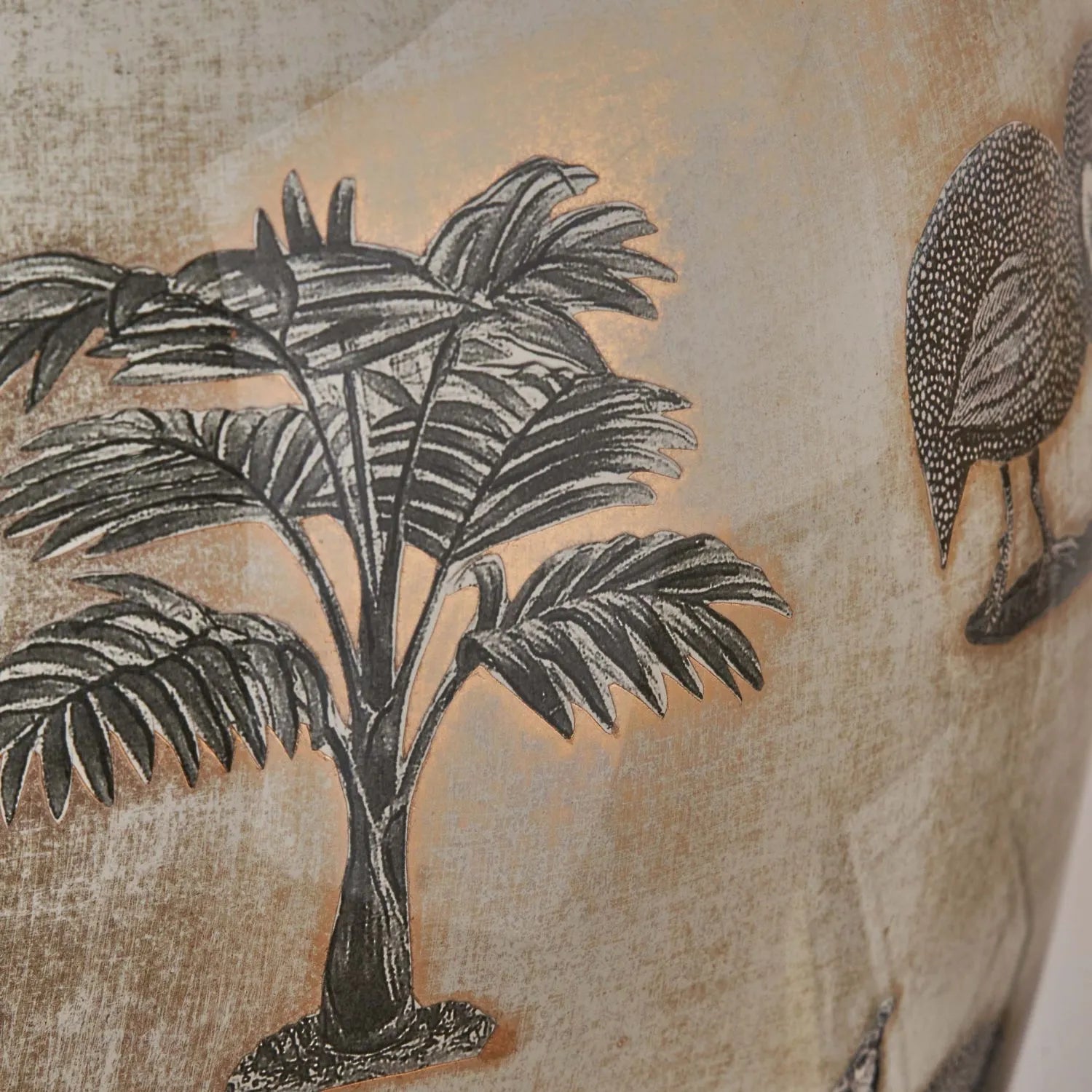 Guinea Fowl Cream Champagne & Gold Glass Table Lamp Base with Bulbous Shape & Raised Antique Brass Feet – Handcrafted Statement Lighting 42x28x28cm – Jenny Worrall – Click Style