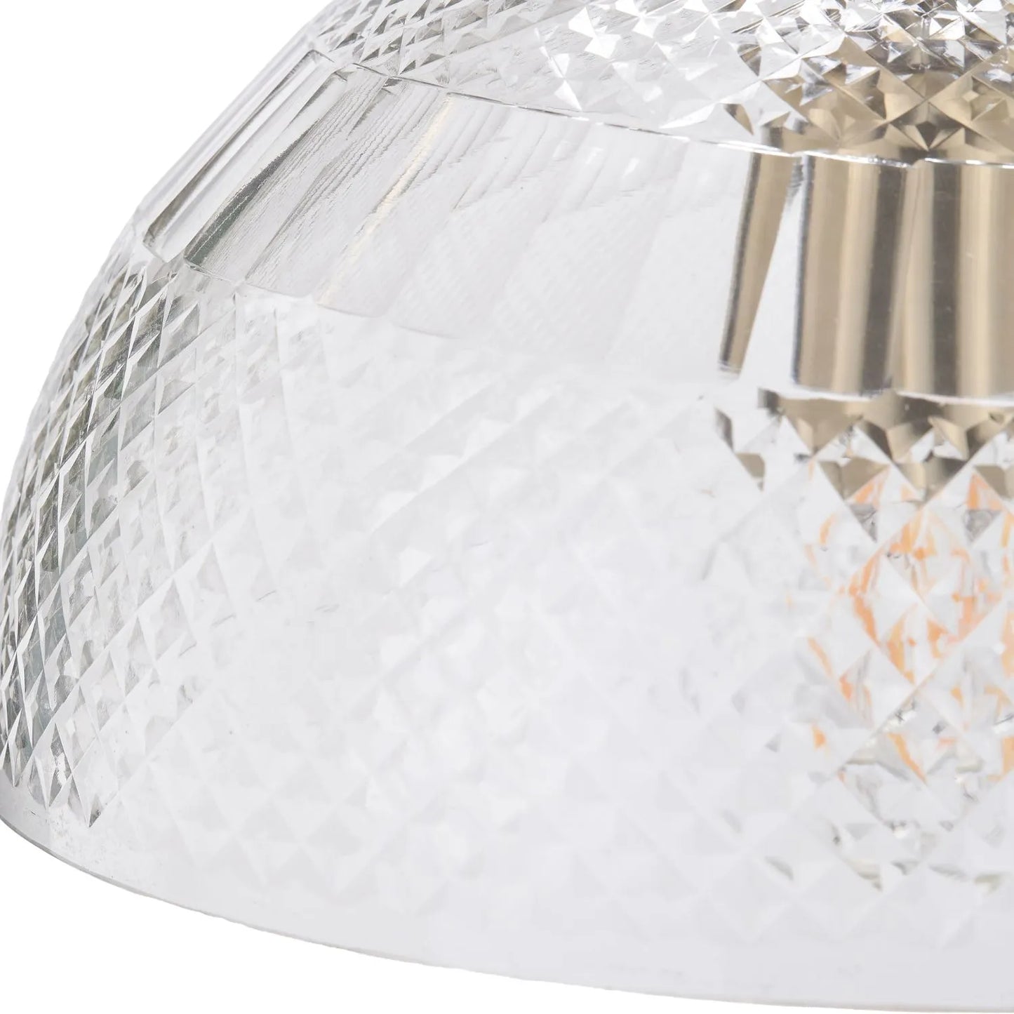 Hand-Cut Clear Glass Adjustable Dome Pendant Light with Diamond Pattern & Antique Brass Fittings 173x23x23cm | Click Style