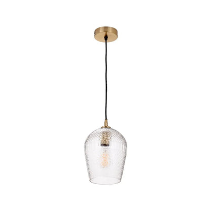 Hand-Cut Clear Glass Adjustable Pendant Light with Diamond Pattern & Antique Brass Fittings 180x18x18cm | Click Style