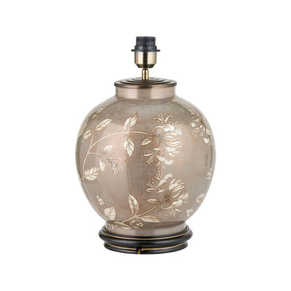 Jenny Worrall Honeysuckle Berries & Foliage Cream & Beige Taupe Glass Table Lamp Base | Handcrafted Floral Lighting with Antique Brass Base – Click Style