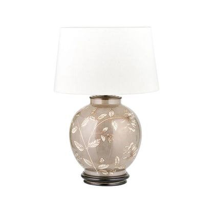 JJenny Worrall Honeysuckle Berries & Foliage Cream & Beige Taupe Glass Table Lamp Base | Handcrafted Floral Lighting with Antique Brass Base – Click Style
