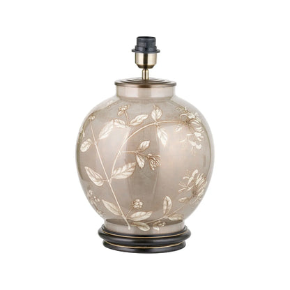 Jenny Worrall Honeysuckle Berries & Foliage Cream & Beige Taupe Glass Table Lamp Base | Handcrafted Floral Lighting with Antique Brass Base – Click Style