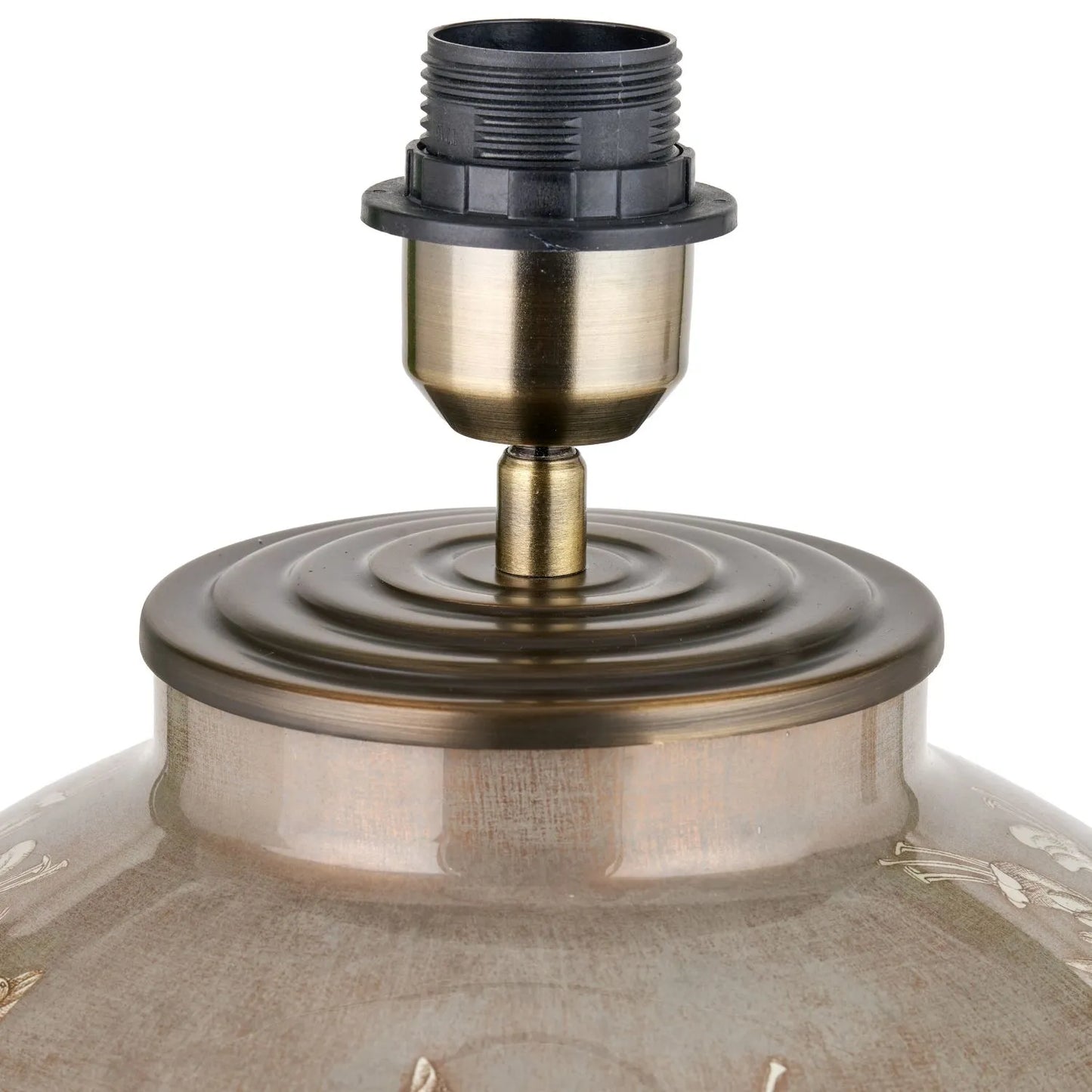 Jenny Worrall Honeysuckle Berries & Foliage Cream & Beige Taupe Glass Table Lamp Base | Handcrafted Floral Lighting with Antique Brass Base – Click Style