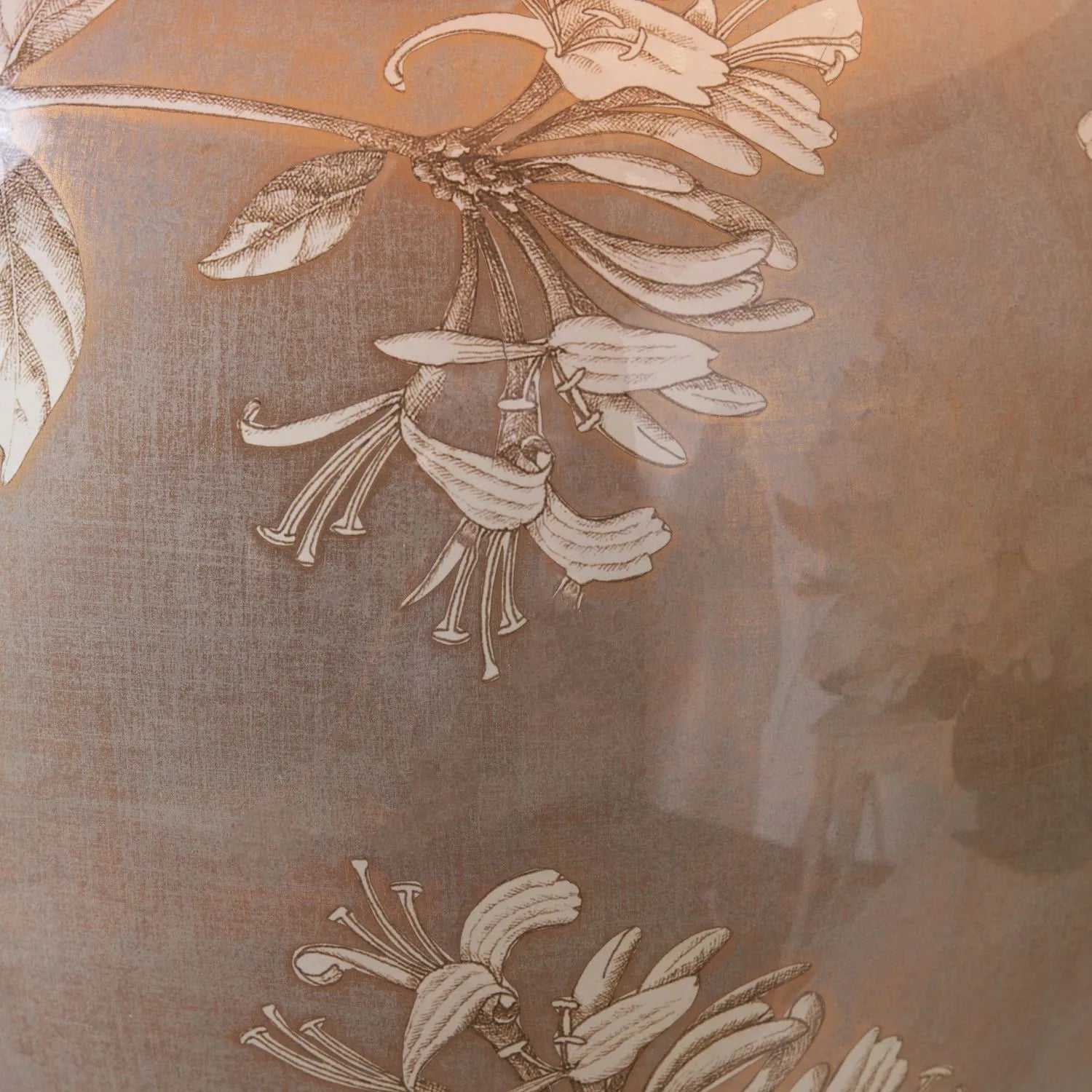 Jenny Worrall Honeysuckle Berries & Foliage Cream & Beige Taupe Glass Table Lamp Base | Handcrafted Floral Lighting with Antique Brass Base – Click Style