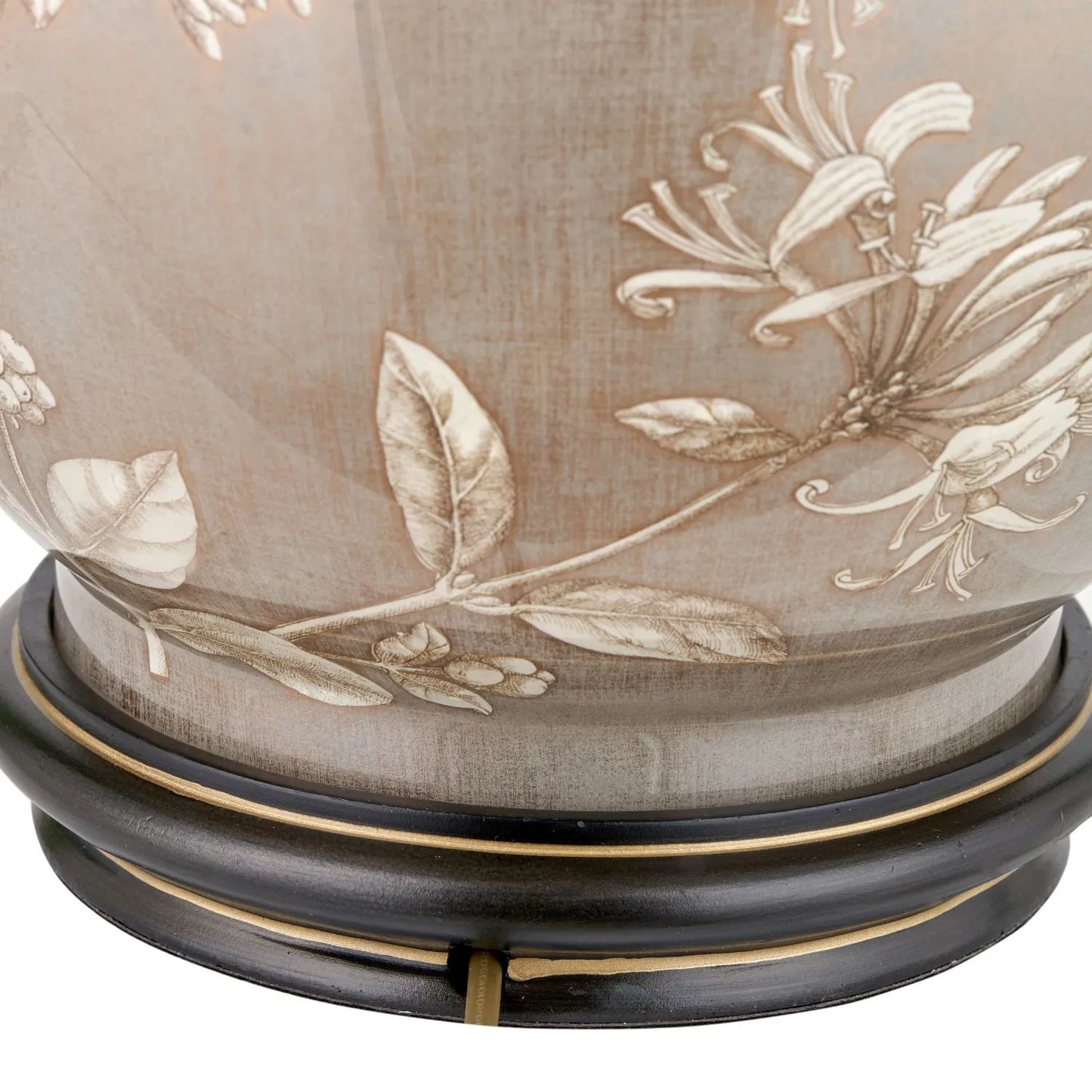 Jenny Worrall Honeysuckle Berries & Foliage Cream & Beige Taupe Glass Table Lamp Base | Handcrafted Floral Lighting with Antique Brass Base – Click Style