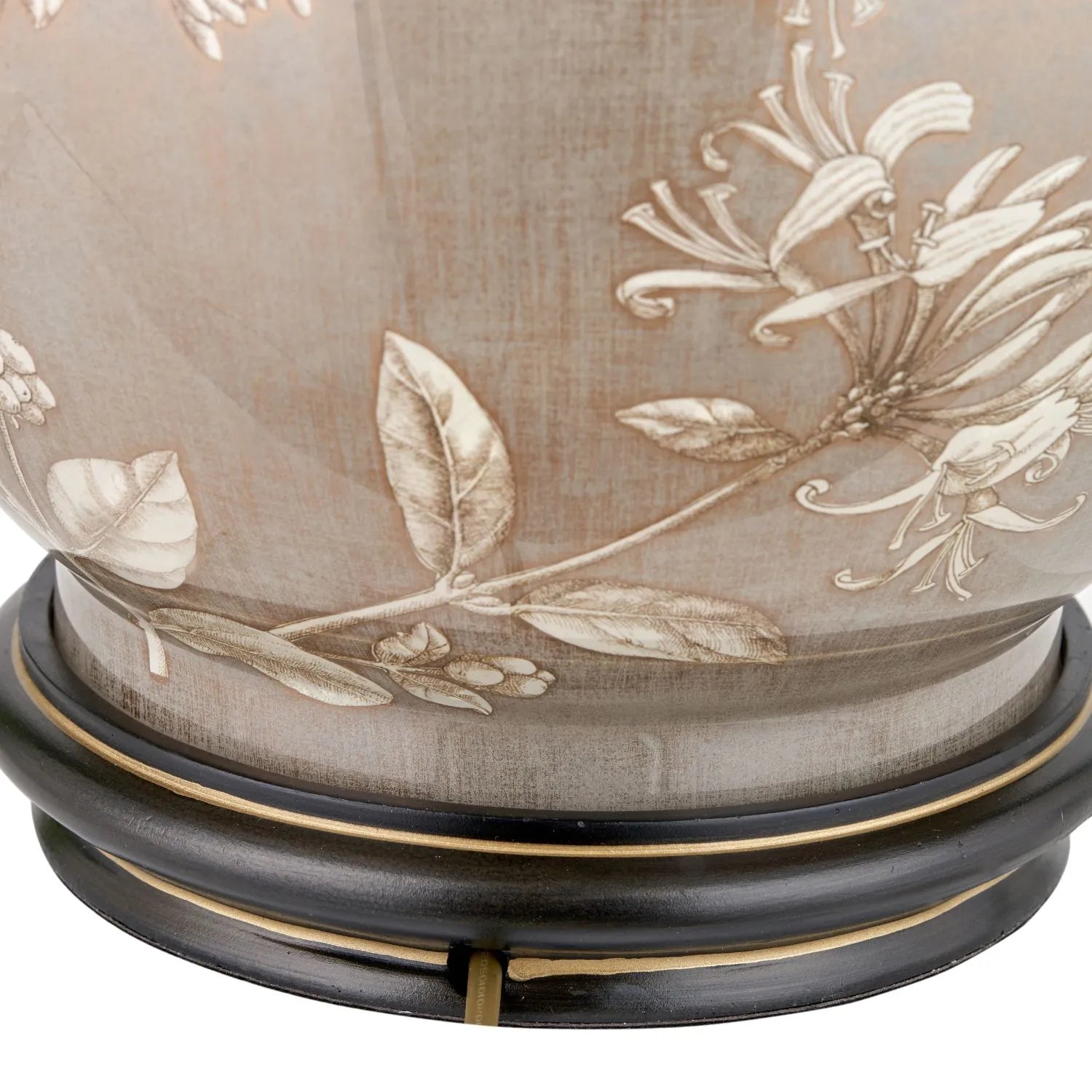 Jenny Worrall Honeysuckle Berries & Foliage Cream & Beige Taupe Glass Table Lamp Base | Handcrafted Floral Lighting with Antique Brass Base – Click Style