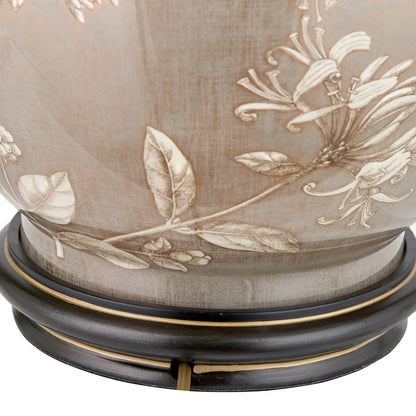 Jenny Worrall Honeysuckle Berries & Foliage Cream & Beige Taupe Glass Table Lamp Base | Handcrafted Floral Lighting with Antique Brass Base – Click Style