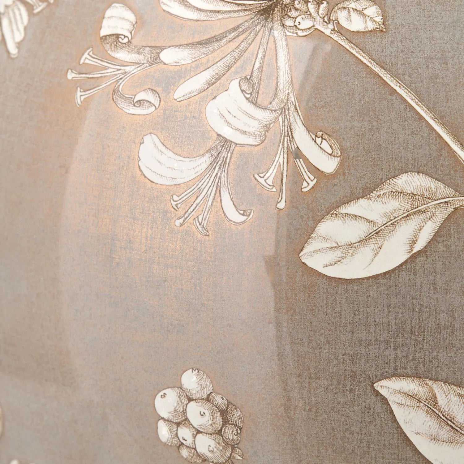 Jenny Worrall Honeysuckle Berries & Foliage Cream & Beige Taupe Glass Table Lamp Base | Handcrafted Floral Lighting with Antique Brass Base – Click Style