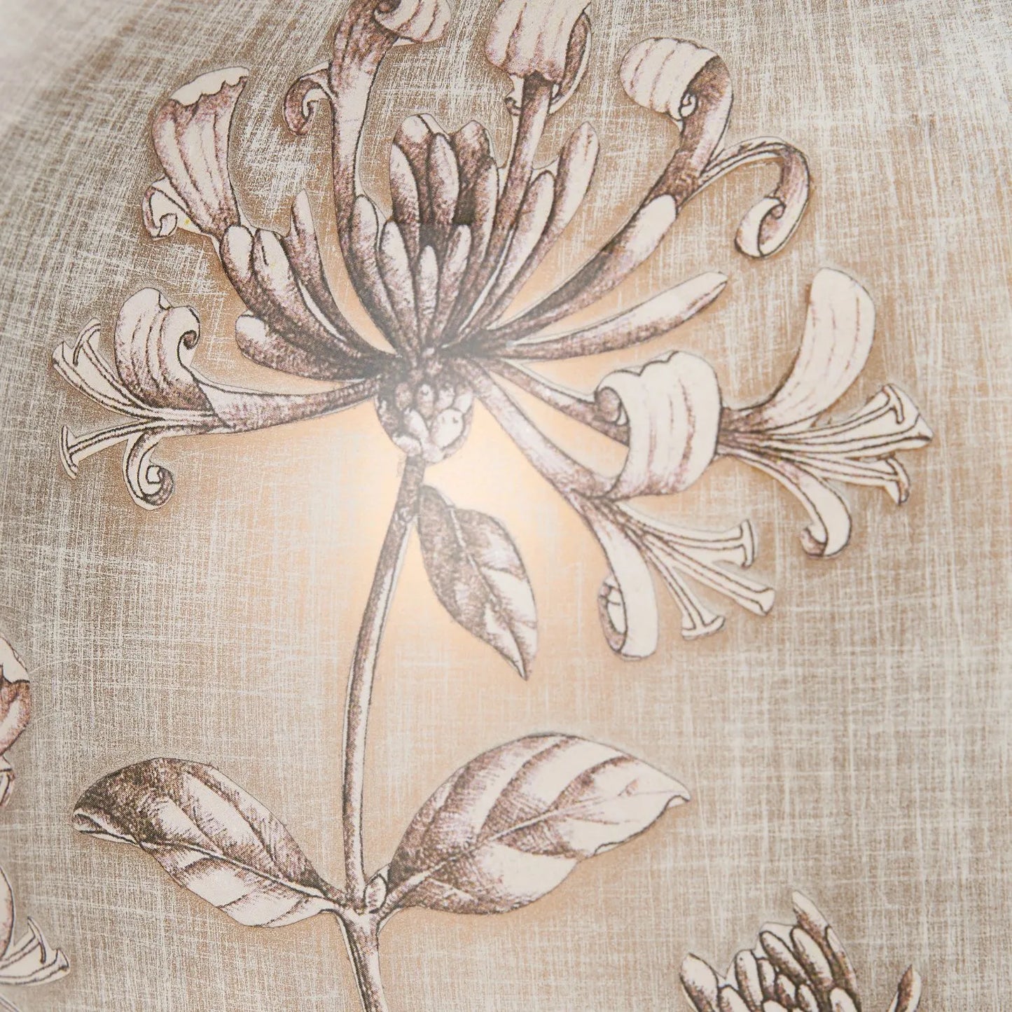 Jenny Worrall Honeysuckle & Foliage cream champagne gold glass table lamp base with bulbous shape and antique brass feet – handcrafted floral luxury lighting H35xW20xD20cm | Click Style