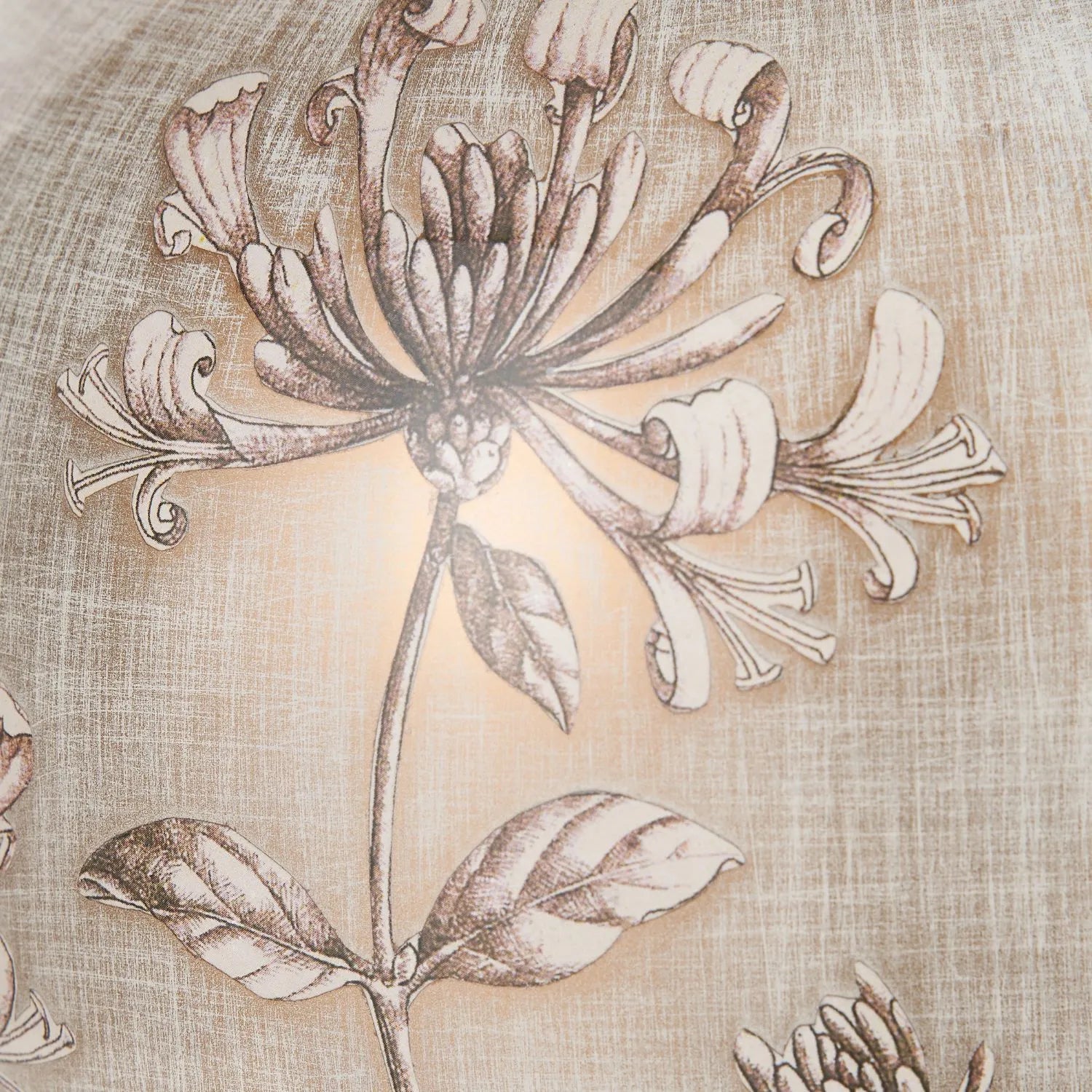 Jenny Worrall Honeysuckle & Foliage cream champagne gold glass table lamp base with bulbous shape and antique brass feet – handcrafted floral luxury lighting H35xW20xD20cm | Click Style