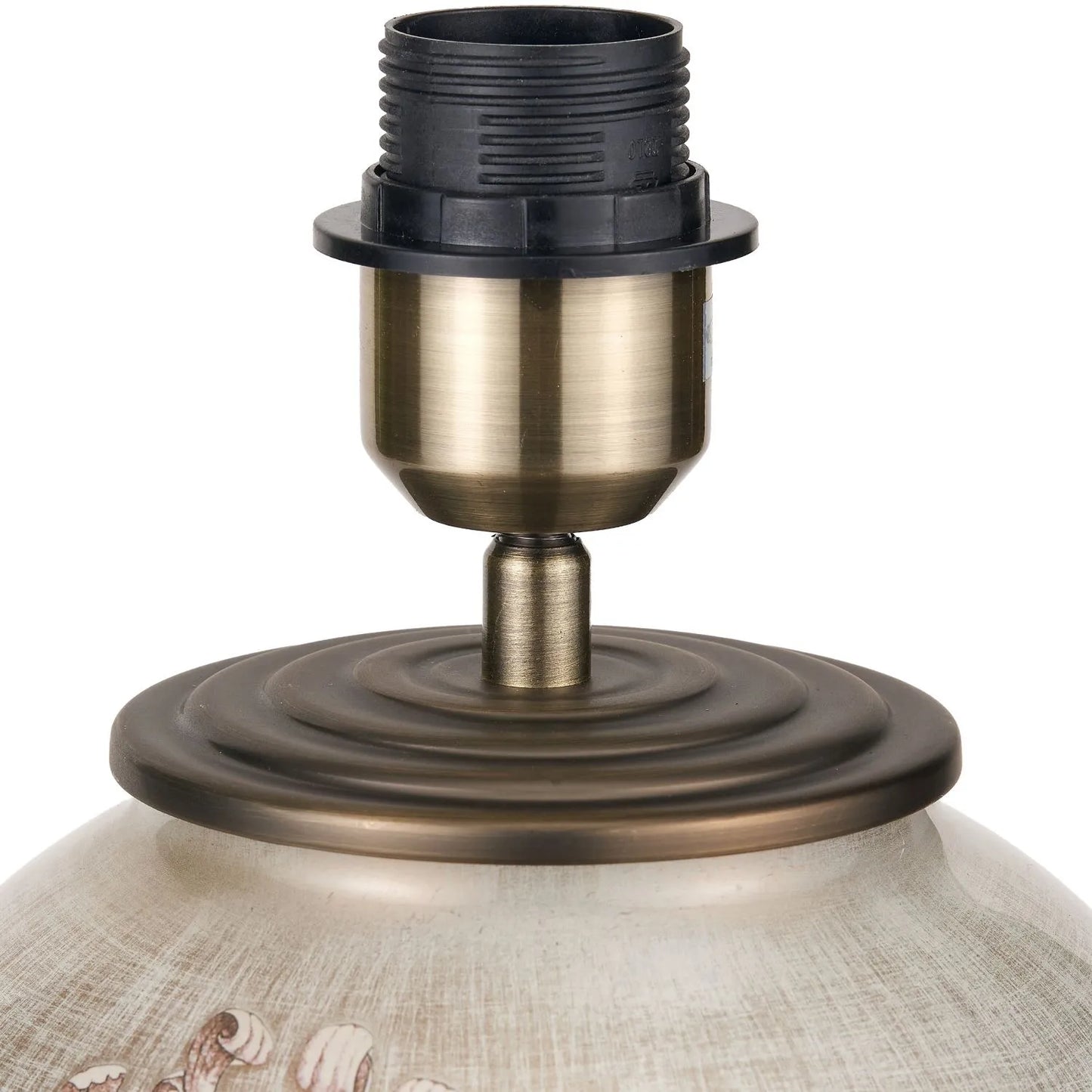 Jenny Worrall Honeysuckle & Foliage cream champagne gold glass table lamp base with bulbous shape and antique brass feet – handcrafted floral luxury lighting H35xW20xD20cm | Click Style