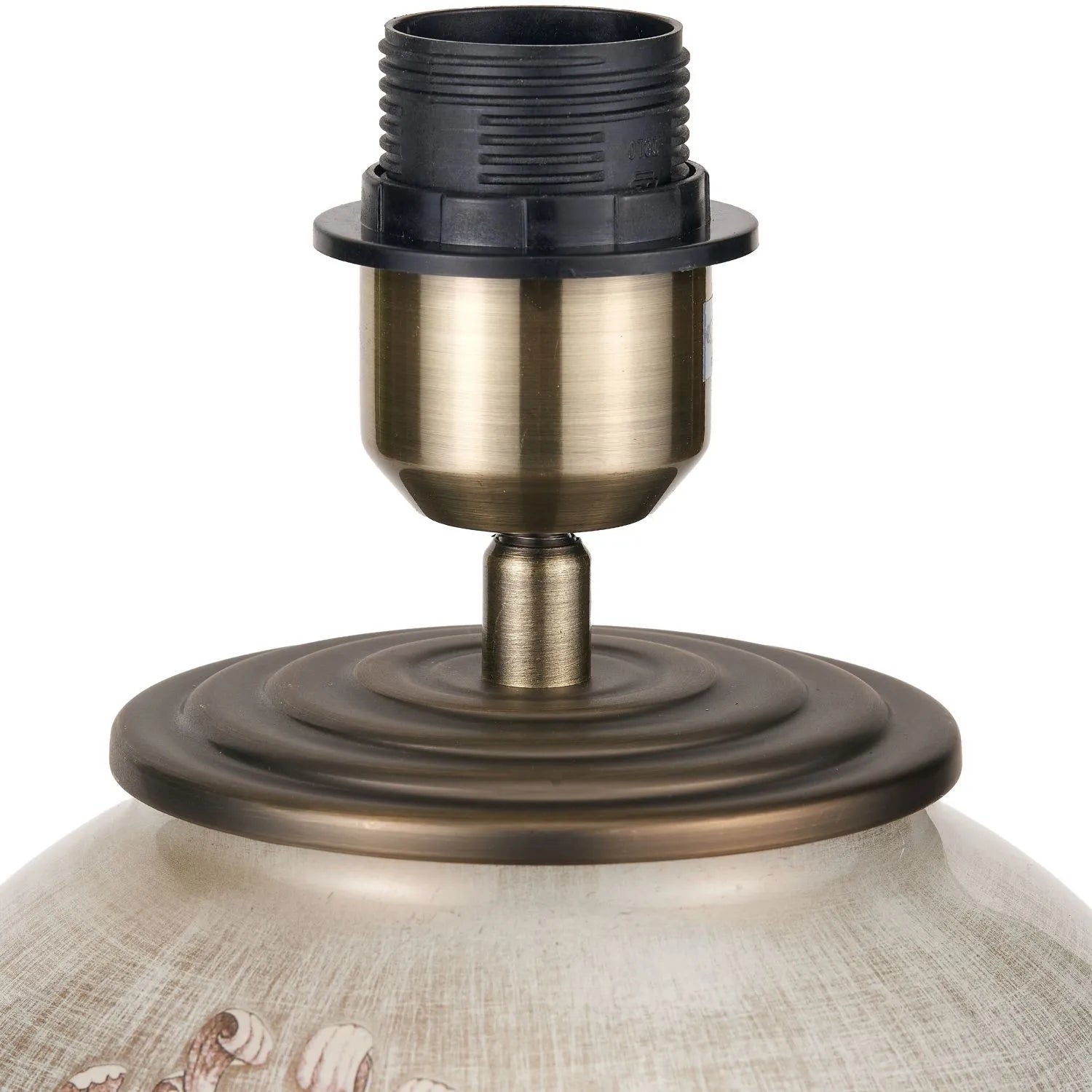 Jenny Worrall Honeysuckle & Foliage cream champagne gold glass table lamp base with bulbous shape and antique brass feet – handcrafted floral luxury lighting H35xW20xD20cm | Click Style